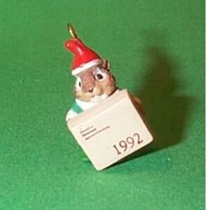 Vintage Mini Chipmunk Parcel Service Ornament Hallmark Squirrel Letter 1992
